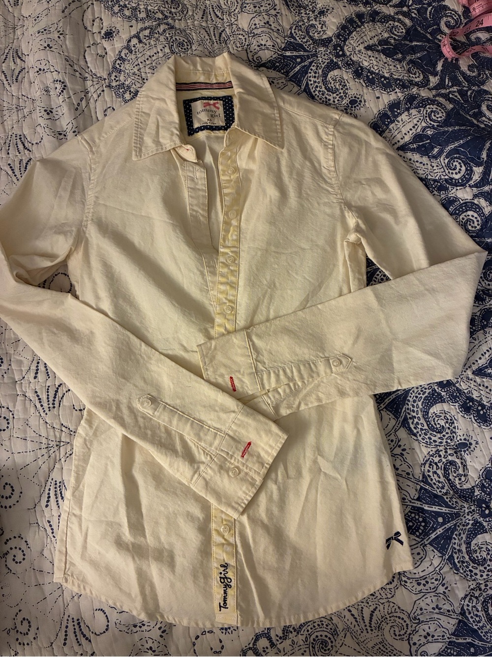 Tommy Girl XS Yellow Striped Button Dress Shirt